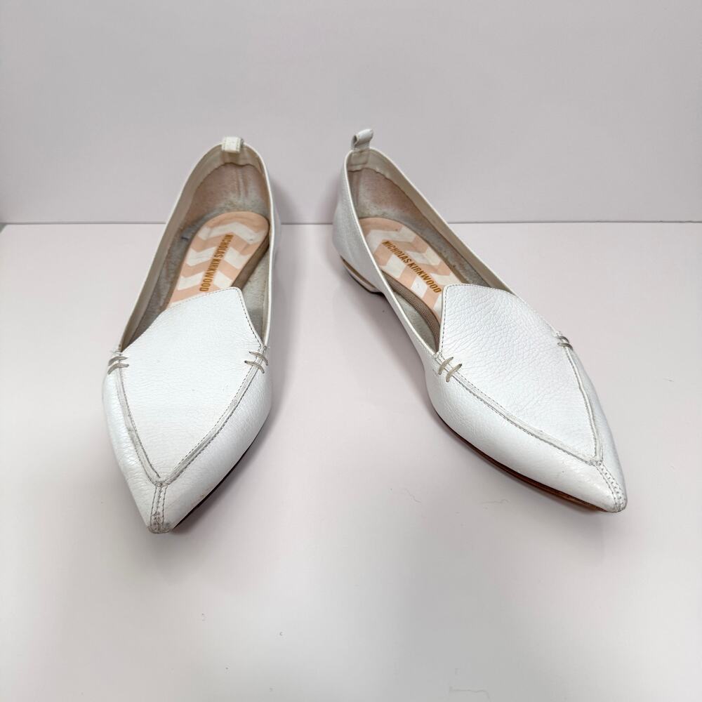 Nicholas Kirkwood WomenBeya  Leather Flat Loafer Shoe Sz 40 / 10 Office White